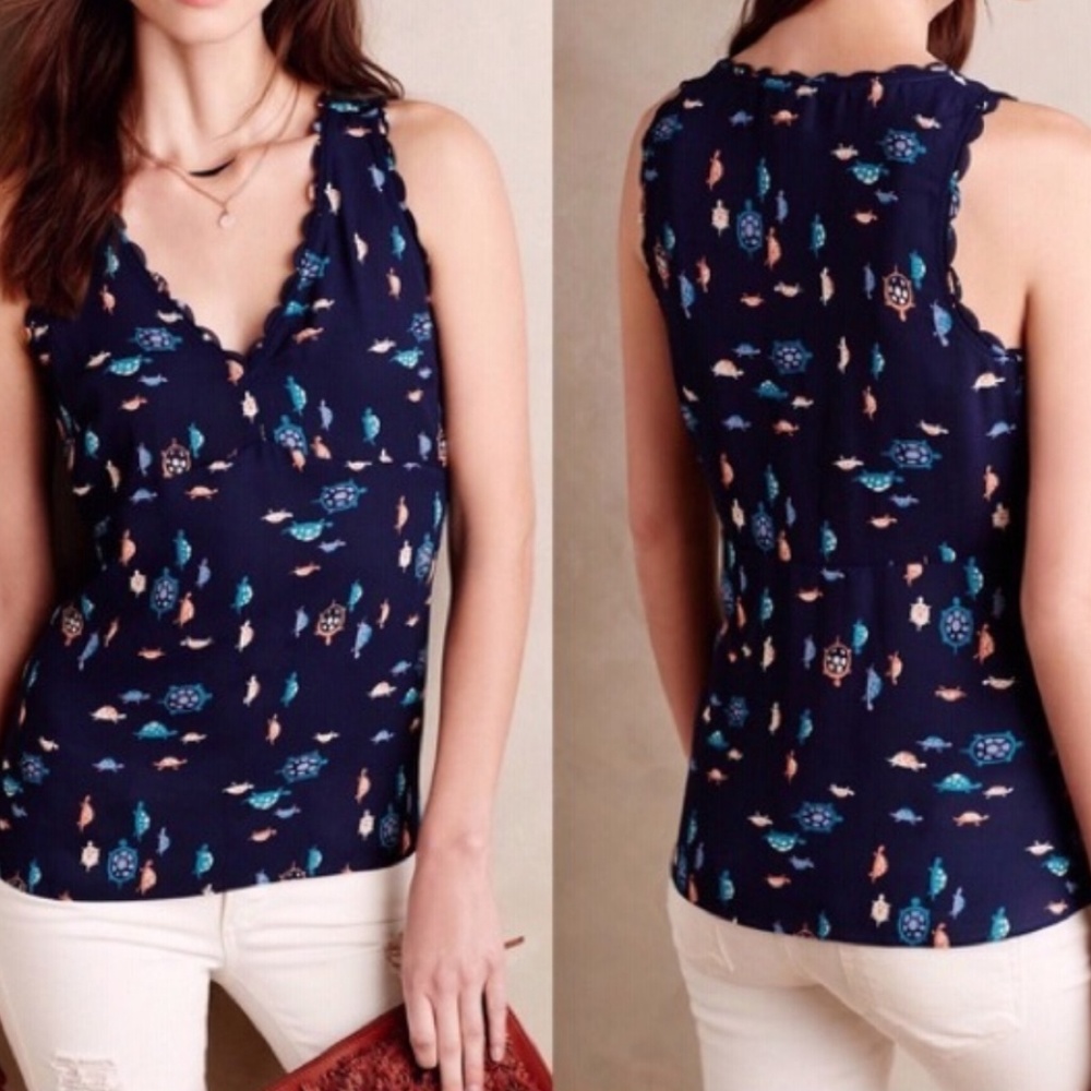 Anthro Maeve turtle print top

 Size 2